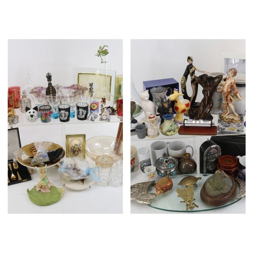 102 - Two cartons of clearance items; ornaments, homewares, statues, glass etc..