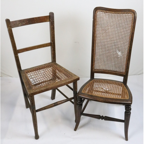 309 - Two pink painted Lloyd loom chairs together with two Edwardian side chairs in need of repair to the ... 