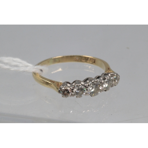 37 - 18ct gold 5 stone diamond ring (approx weight 2.7g, approx. size M)