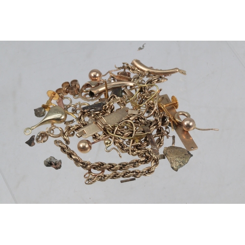 75 - Quantity of broken gold bits and pieces some hallmarked some not, total weight approx. 12g