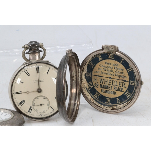 19 - Antique silver cased pocket watch O. Edwards Holyhead, together with a ladies silver cased pocket wa... 