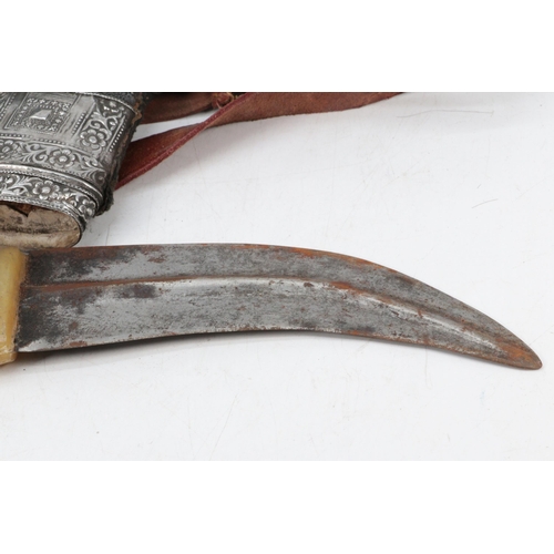 202 - Antique horn handled and silver overlaid Kukri