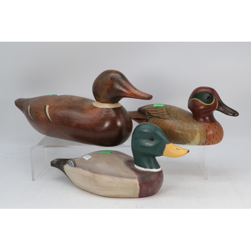 315 - A wooden big sky carvers by Bozeman Montana Decoy duck together with a Mallard Drake by Pat Binette ... 