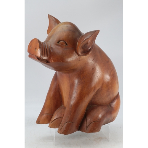 332 - A wooden carved baby pig/piglet (approx. height 30cm)