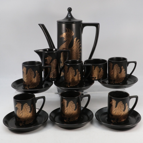 339 - Portmeirion Phoenix coffee set complete for six with milk, sugar and coffee pot