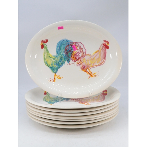 348 - Eight Tiffany & Co Roosters pattern serving dishes (approx. 36.5cm  x 29.5cm)