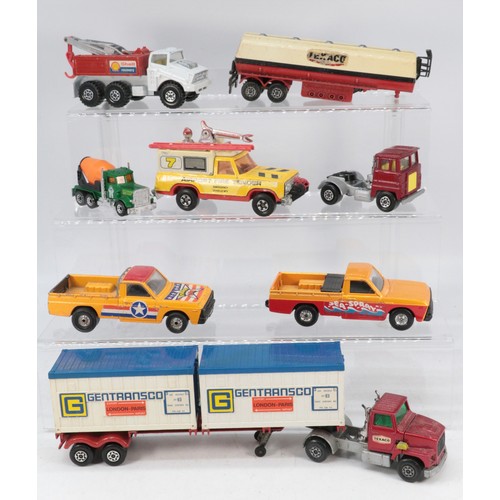 379 - Matchbox container lorry together with other Matchbox lorries etc