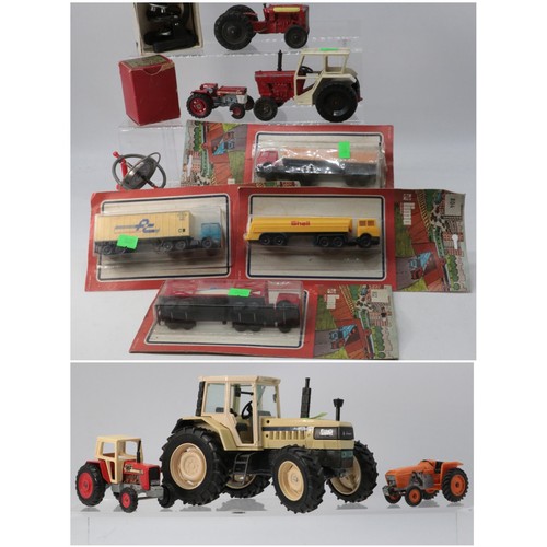 395 - Ros Lamborghini tractor, Matchbox Massey Ferguson, four Lima trucks etc