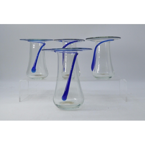 396 - Set of Art glass vases together with a matching larger example.