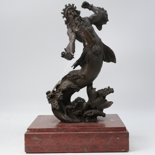 402 - Bronze of Triton on marble base approx. 32cm high