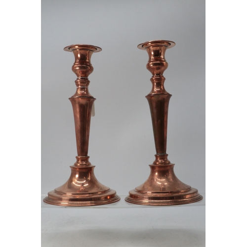 404 - Pair of copper candlesticks approx. 28cm high