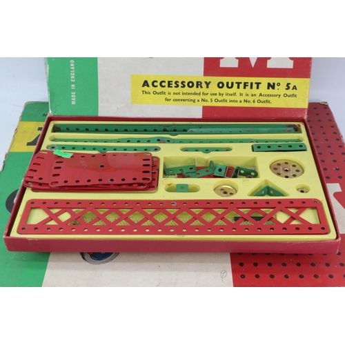 413 - Vintage Meccano sets 4, 4a and 5a and pack 6 no8, all in original boxes, check for completeness