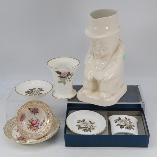 418 - Two Royal Albert Lady Carlyle plates together with Old Country Roses, Copeland Winston Churchill jug... 