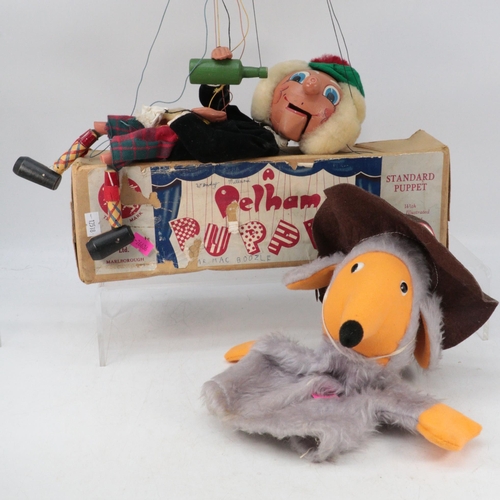 457 - Boxed Pelham Puppet Macboozle together with a vintage womble puppet