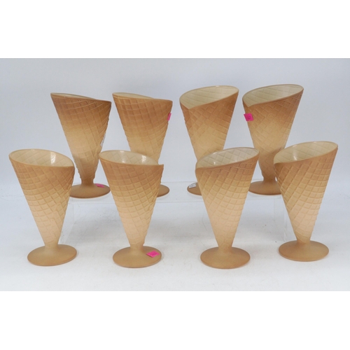 494 - Eight Italian made glass sundae dishes in the form of waffle cones