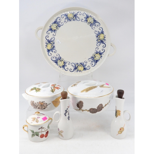 511 - Royal Worcester porcelain to include 5 tureens, small pot and cover together with oil and vinegar ju... 