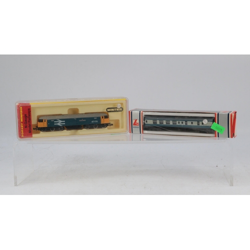 177A - Hornby Minitrix N Gauge 47170 intercity and a N Gauge carriage.