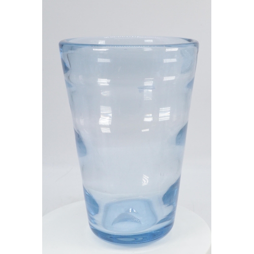 216 - A Whitefriars blue tapered glass vase (approx. 21cm)