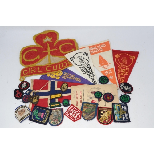 274F - A large girl guides patch (approx. 25cm wide) together with pennants, patches. badges all sorts