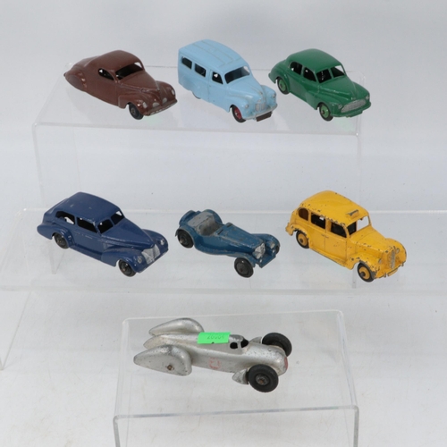 371 - Dinky toys Austin Taxi, Lincoln Zepher, Morris Oxford and a 470 Austin with windows