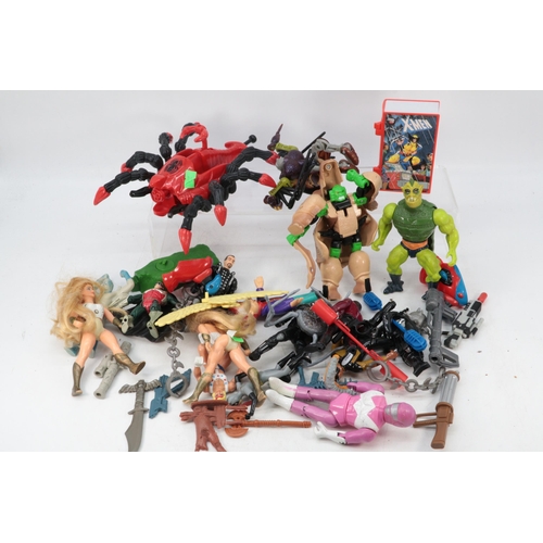 391 - A quantity of 1980s and 1990s action figures and some accessories to include Battle damaged He-Man, ... 