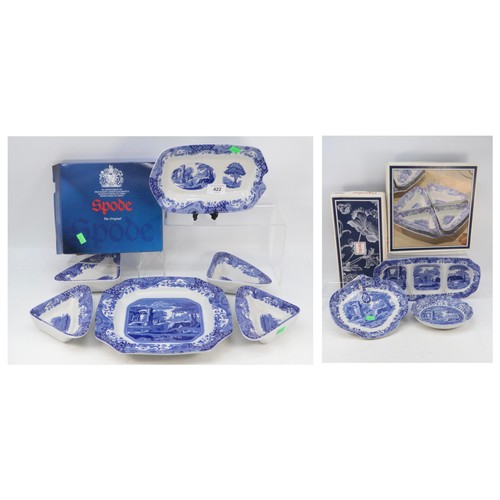 422 - Spode Italian five piece party pack and original box, together with a condiment tray, servicing dish... 