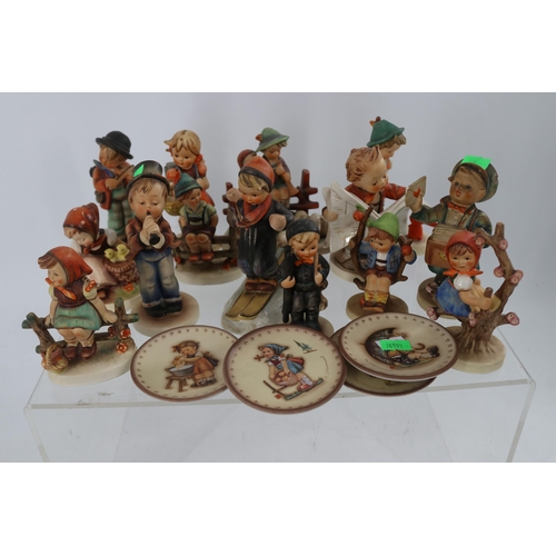 67 - 14x Hummell figures and 4 miniature collectors plates