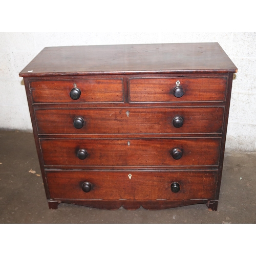 114 - Antique two over three chest of drawers measuring 101cm w x 48cm d x 85cm h