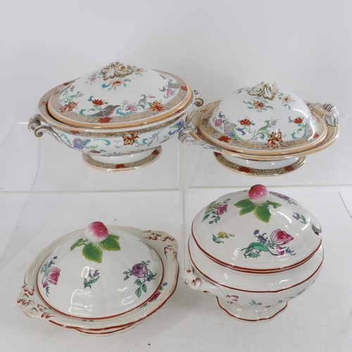 381 - Four Mintons tureens in two patterns. Inspect all.