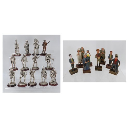 72 - A selection of plaster and hand painted Dickens figures together with 13 boxed Royal Hampshire Wild ... 