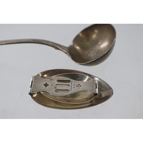 21 - W Fairchild & Sons Sterling silver folding double spoon together with a small silver hallmarked ladl... 