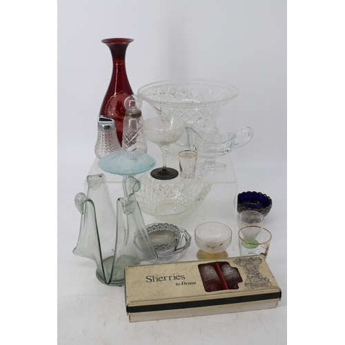 384 - A large selection of glassware including cut, pressed, lead, art glass etc..