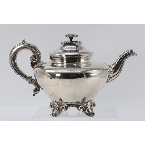 4 - A silver hallmarked teapot with ivory insulators (approx. weight 720g) (Non-Transferable Ivory Submi... 