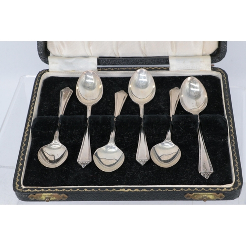 24 - Cased set of six silver teaspoons approx 50g