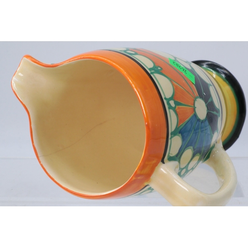 40 - Fantastaque by Clarice Cliff Art Deco jug (approx. 16cm tall) with hairline 9cm long running down th... 