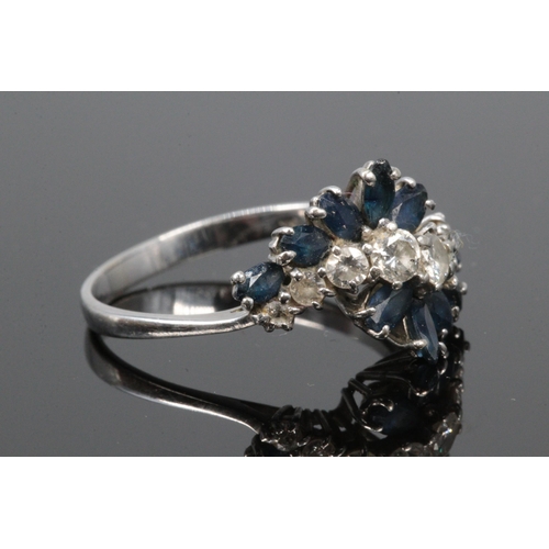 182 - 18ct white gold and diamond and sapphire ring