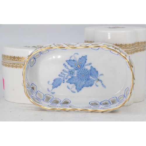 242 - Herend porcelain pierced tray, Royal Worcester pot and cover and another.