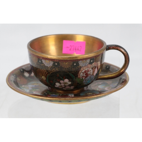 44 - Vintage Cloisonné decorated cup and saucer