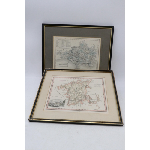 321 - Six framed antique and later maps to include Ipswich to Norwich, Cambridgeshire, Dorsetshire, Worces... 