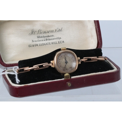 179 - 9ct gold ladies watch on 9ct gold flexi strap