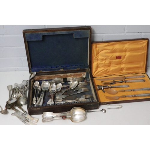 434A - A cased carving and serving set together with a quantity of silver plated cutlery/flatware