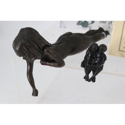 34 - Tom Greenshields sculpture of a lady together with a small spelter group of two children reading