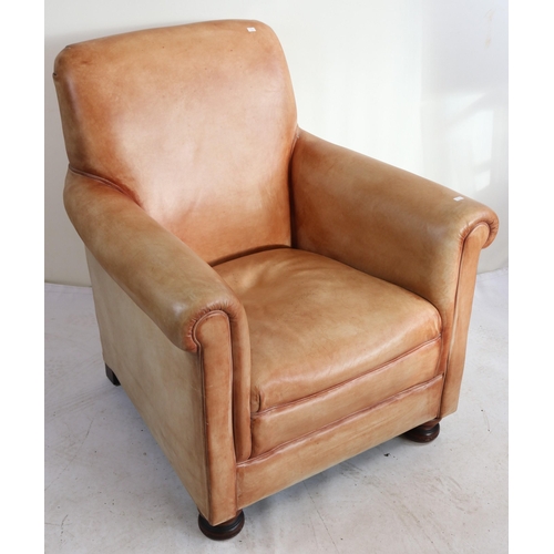 232 - Contemporary brown leather club chair