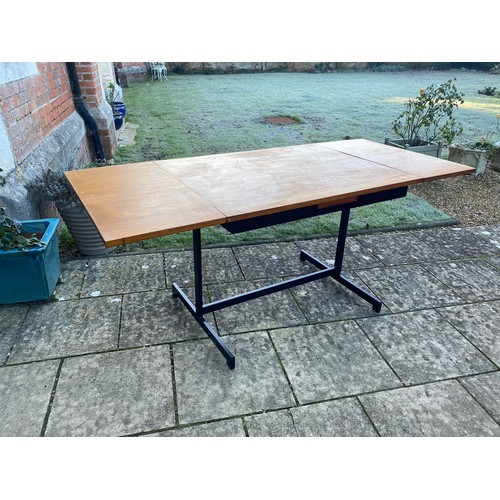 242 - A vintage drawer leaf table on metal base