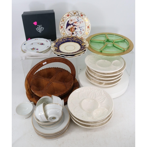 244 - Quantity of assorted ceramics, Novelty avocado set, Royal Worcester plate, Limoges floral plate, Jap... 