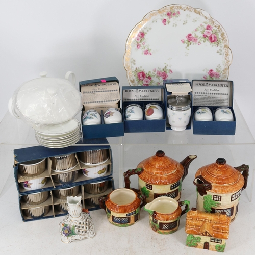 343 - Quantity of china sundries to include ramekins, Beswick cottage tea set, assorted Royal Worcester Eg... 