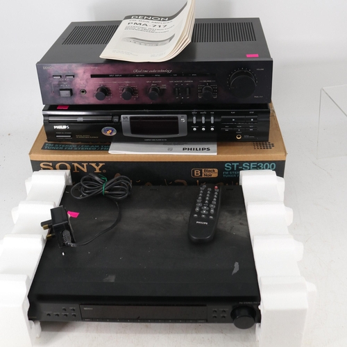 347 - Denon PMA717 amplifier together with a Sony FM stereo tuner, Phillips CD player (trade/spares/repair... 