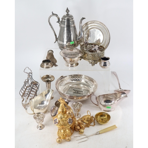 357 - Quantity of silver plated items to include Mappin and Webb and a silver candlestick base