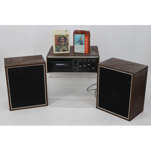 376 - Vintage Shibuya 77 eight track cartridge player and speakers together with two cassettes TRADE/SPARE... 