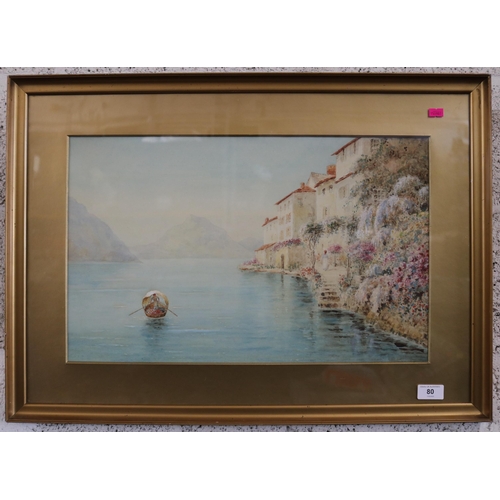 80 - Framed early 20c Watercolour, Italian scene. approx